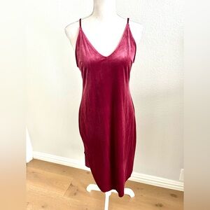 Elegant Burgundy Velverty Slip Dress